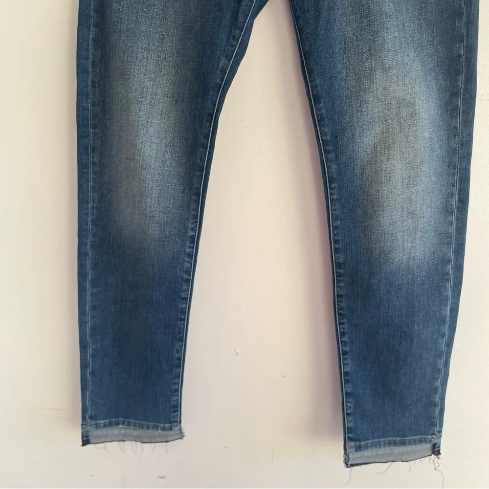 New! Frame Le Garçon Azure Blue Mid Rise Distressed Straight Jeans 22624 - Picture 5 of 14